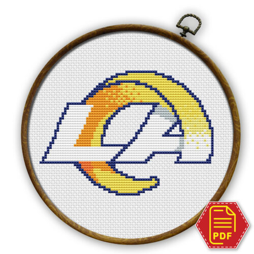 Los Angeles Rams Logo Counted Cross Stitch Pattern - Download in PDF