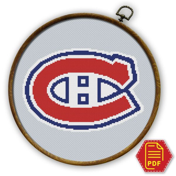 Montreal Canadiens emblem Counted Cross Stitch Pattern - Download in PDF