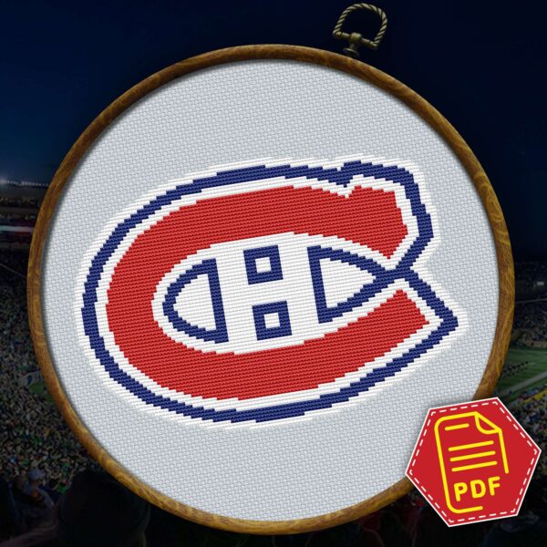 Montreal Canadiens Logo Counted Cross Stitch Pattern - Download in PDF