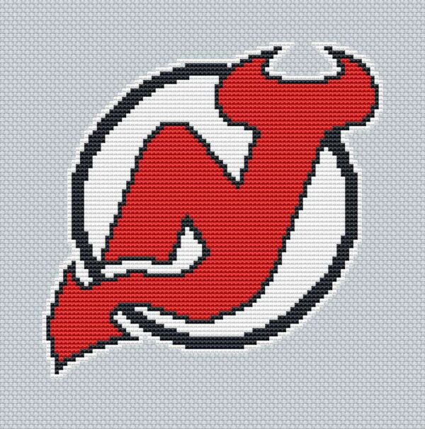 New Jersey Devils Logo Counted Cross Stitch Pattern - Download in PDF