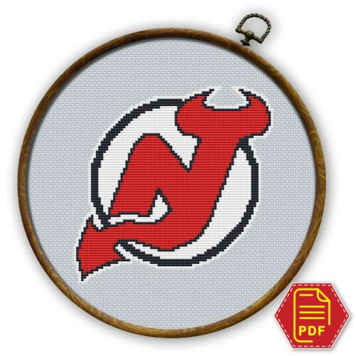 New Jersey Devils Logo Counted Cross Stitch Pattern - Download in PDF