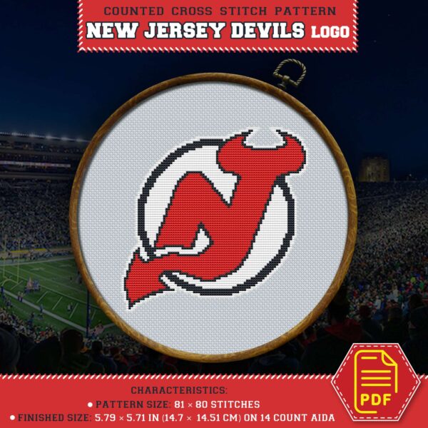 New Jersey Devils Insignia DIY Wall Decor - NHL Themed Embroidery