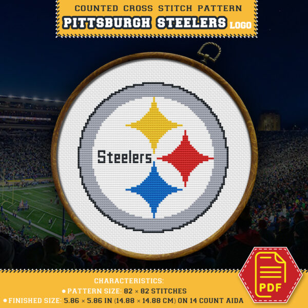 Pittsburgh Steelers Insignia DIY Wall Decor - NFL Themed Embroidery