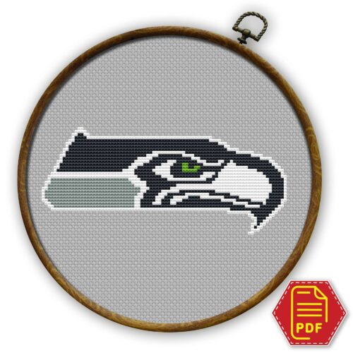 Seattle Seahawks Logo Counted Cross Stitch Pattern - Download in PDF
