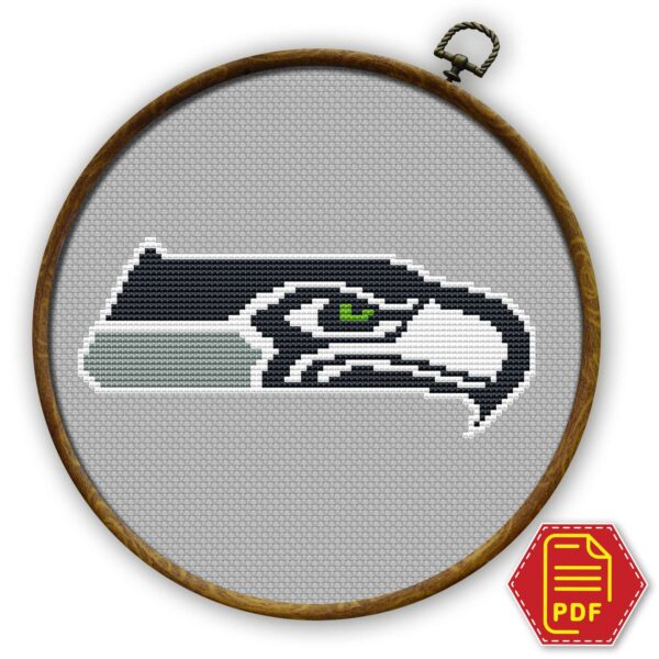 Seattle Seahawks Logo Counted Cross Stitch Pattern - Download in PDF