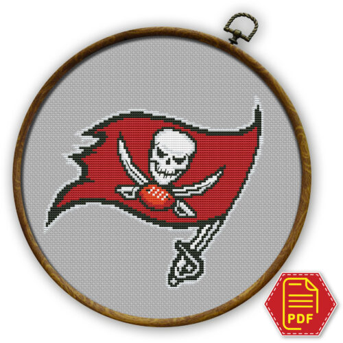 Tampa Bay Buccaneers Logo Counted Cross Stitch Pattern - Download in PDF