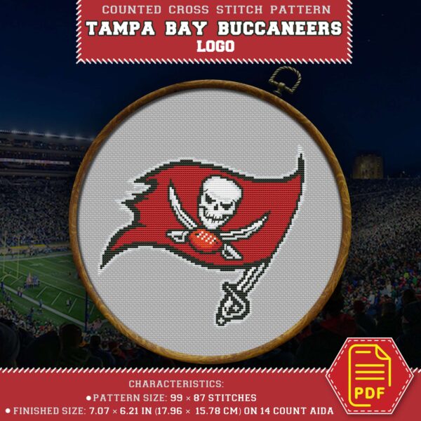 Tampa Bay Buccaneers Insignia DIY Wall Decor - NFL Themed Embroidery Chart