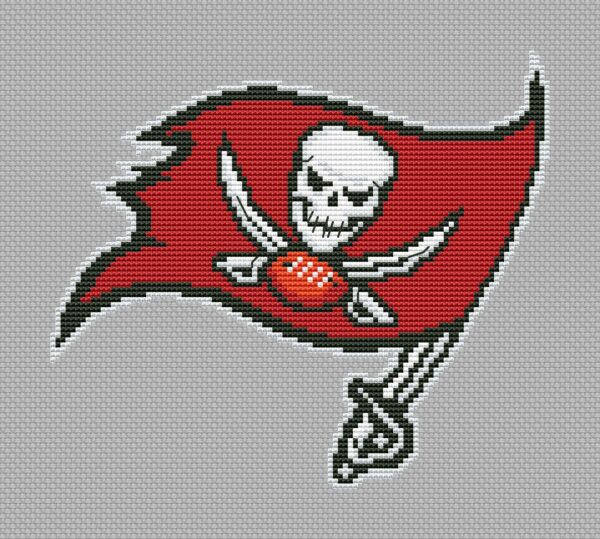Tampa Bay Buccaneers Logo Counted Cross Stitch Pattern - Download in PDF