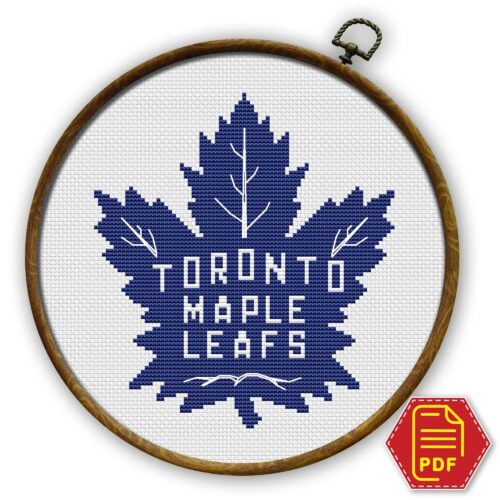 Toronto Maple Leafs Logo Counted Cross Stitch Pattern - Download in PDF