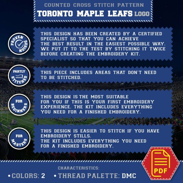 Cross Stitch Embroidery Rules for the Toronto Maple Leafs Symbol - Beginner Guide
