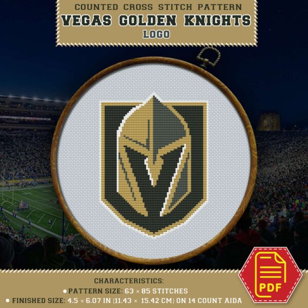 Vegas Golden Knights Insignia DIY Wall Art - Themed Embroidery Design