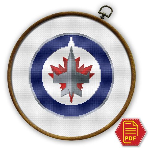 Winnipeg Jets Emblem Counted Cross Stitch Pattern - Download in PDF